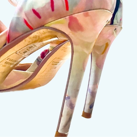 Ted Baker LONDON Multicolor Floral Canvas D’Orsay Peeptoe Strappy Heels Shoes 5 - Picture 11 of 13